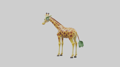 3D model Giraffe nibbling leaves model VR / AR / low-poly
