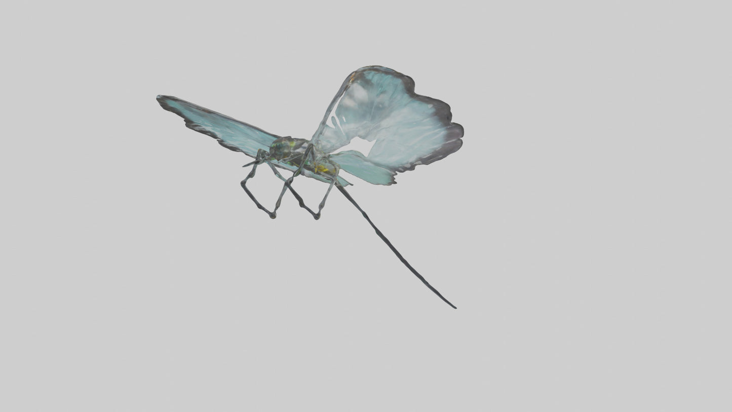 Glasswing Butterfly feeding model VR / AR / low-poly