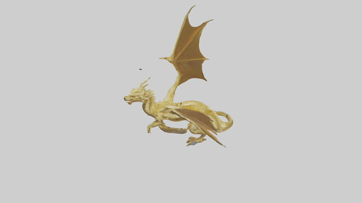 3D model Gold Dragon model VR / AR / low-poly