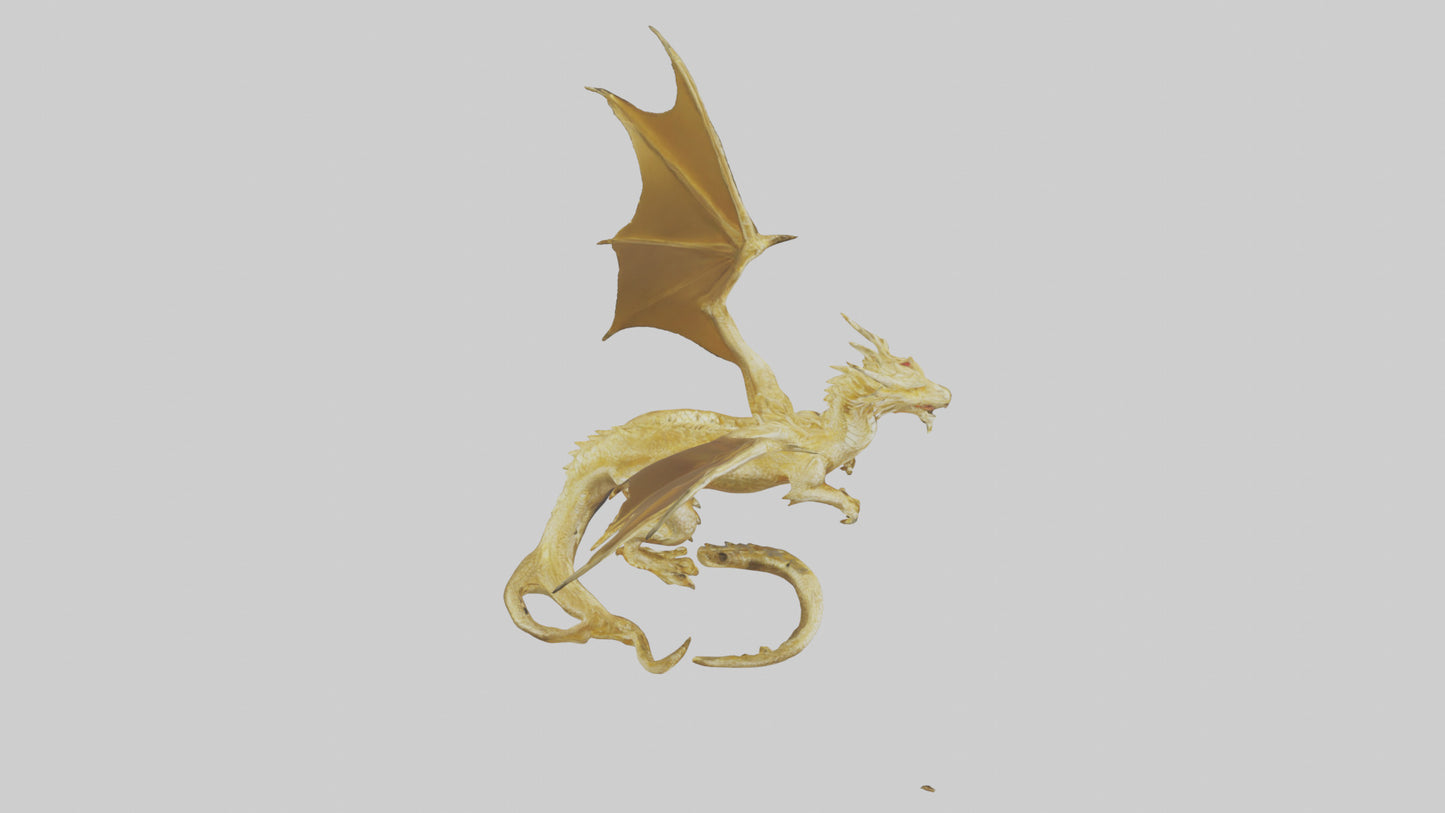 3D model Gold Dragon model VR / AR / low-poly