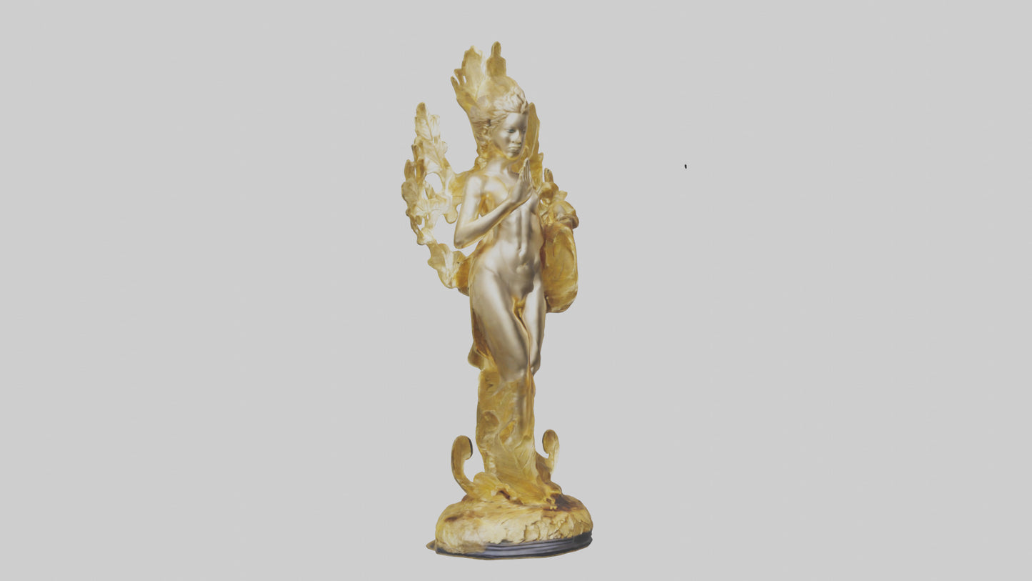 3D model Gold leaf statue model VR / AR / low-poly