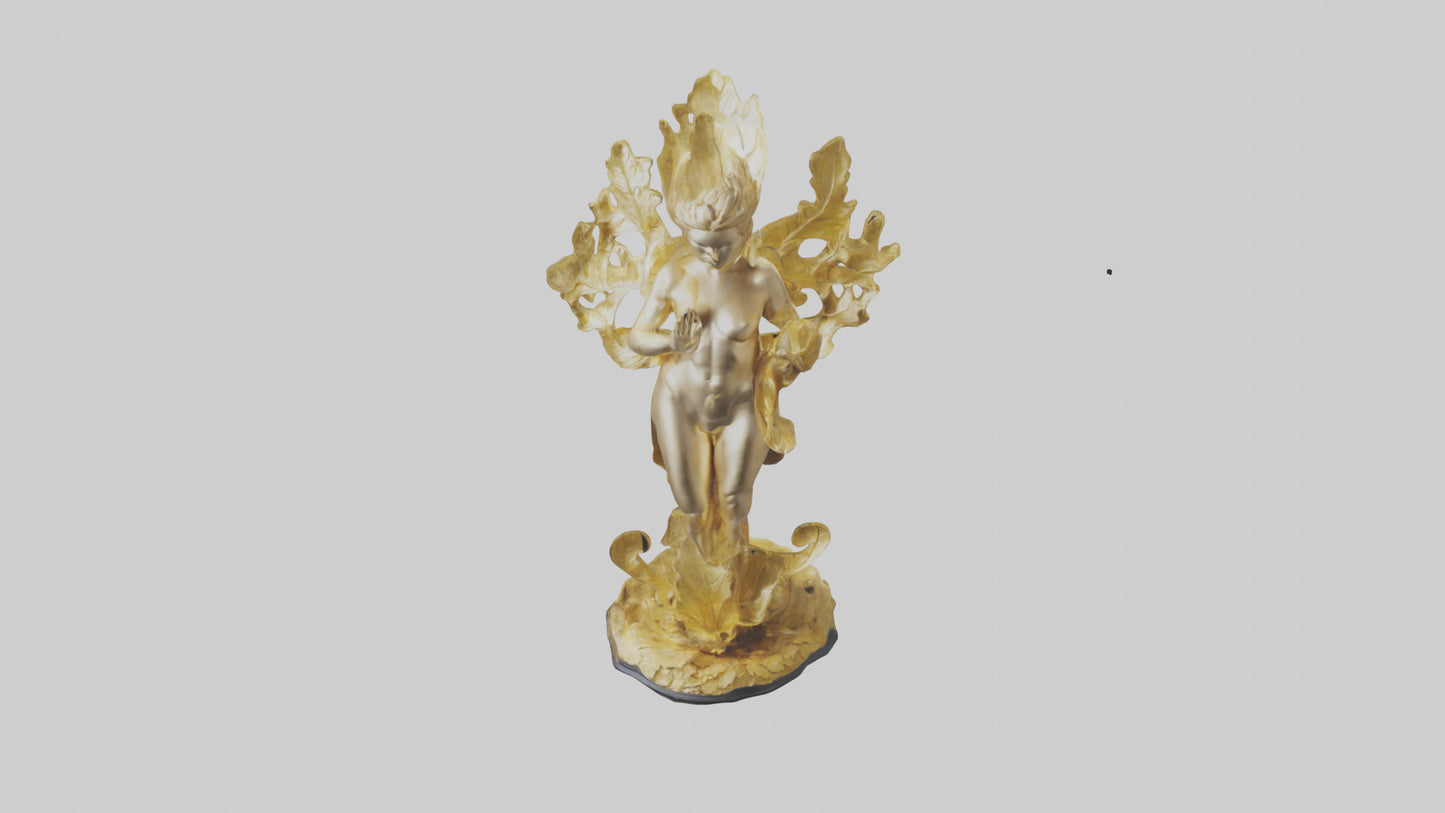3D model Gold leaf statue model VR / AR / low-poly