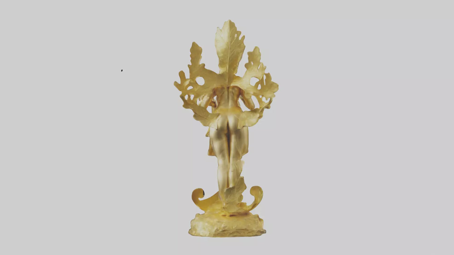 3D model Gold leaf statue model VR / AR / low-poly