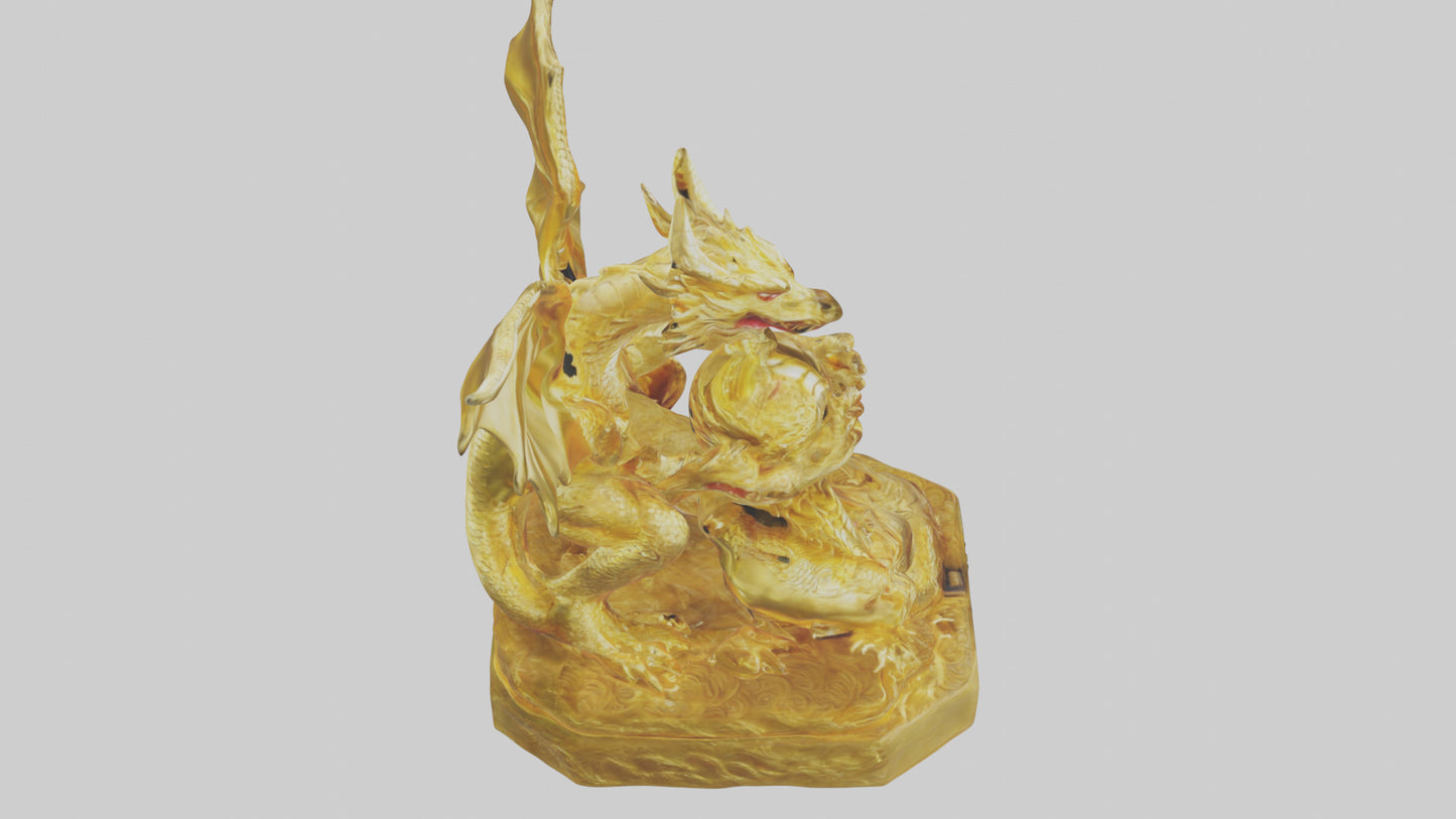 Golden Dragon statue model VR / AR / low-poly