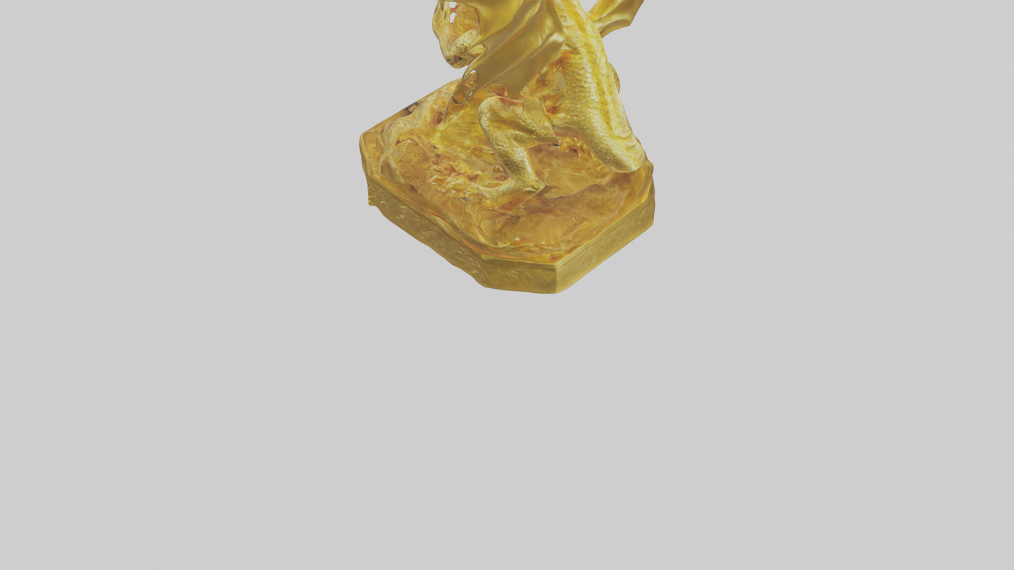 Golden Dragon statue model VR / AR / low-poly