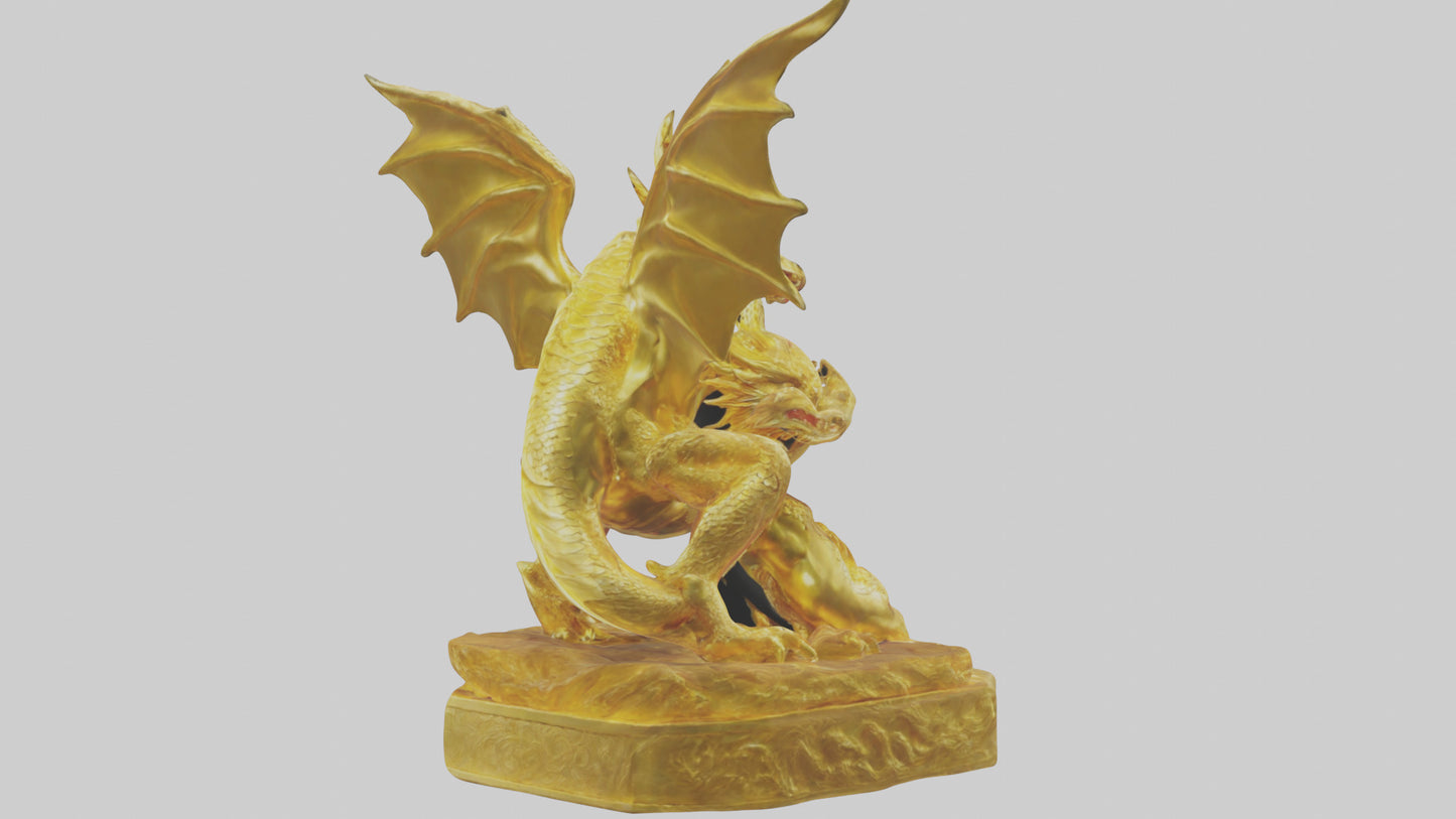 Golden Dragon statue model VR / AR / low-poly
