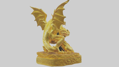 Golden Dragon statue model VR / AR / low-poly