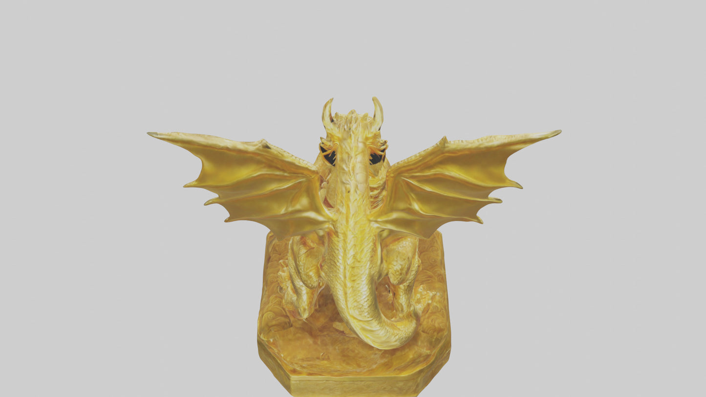 Golden Dragon statue model VR / AR / low-poly