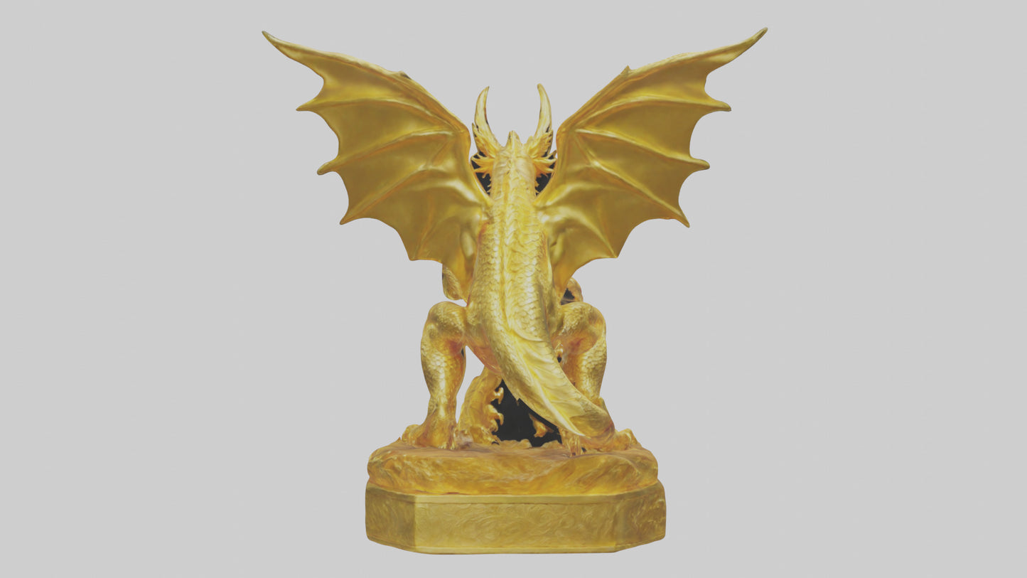 Golden Dragon statue model VR / AR / low-poly