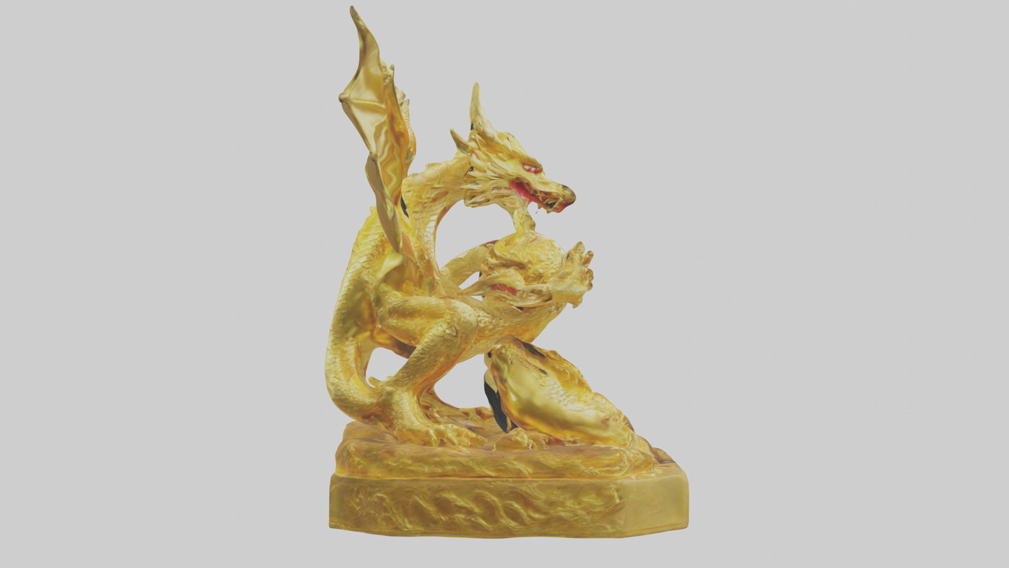 Golden Dragon statue model VR / AR / low-poly