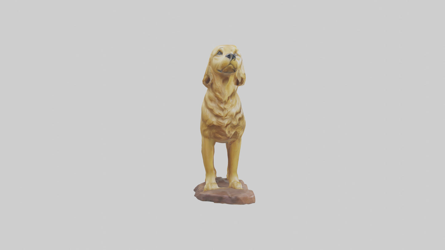 3D model Golden Retriever statue model VR / AR / low-poly