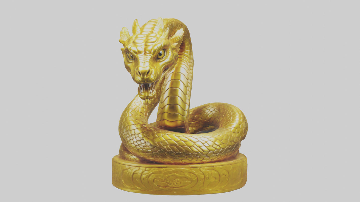 3D model Golden Serpent statue model VR / AR / low-poly