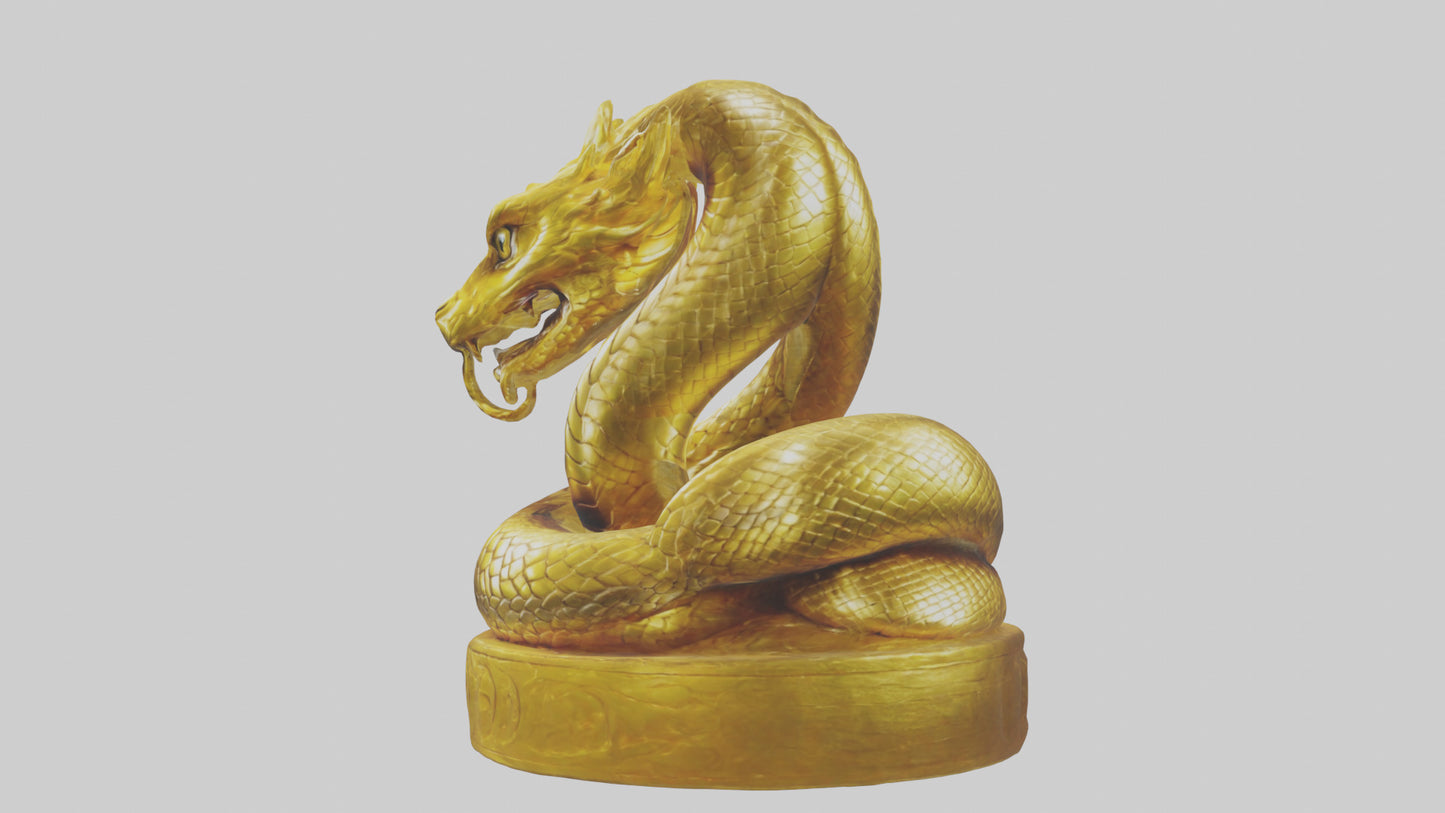 3D model Golden Serpent statue model VR / AR / low-poly