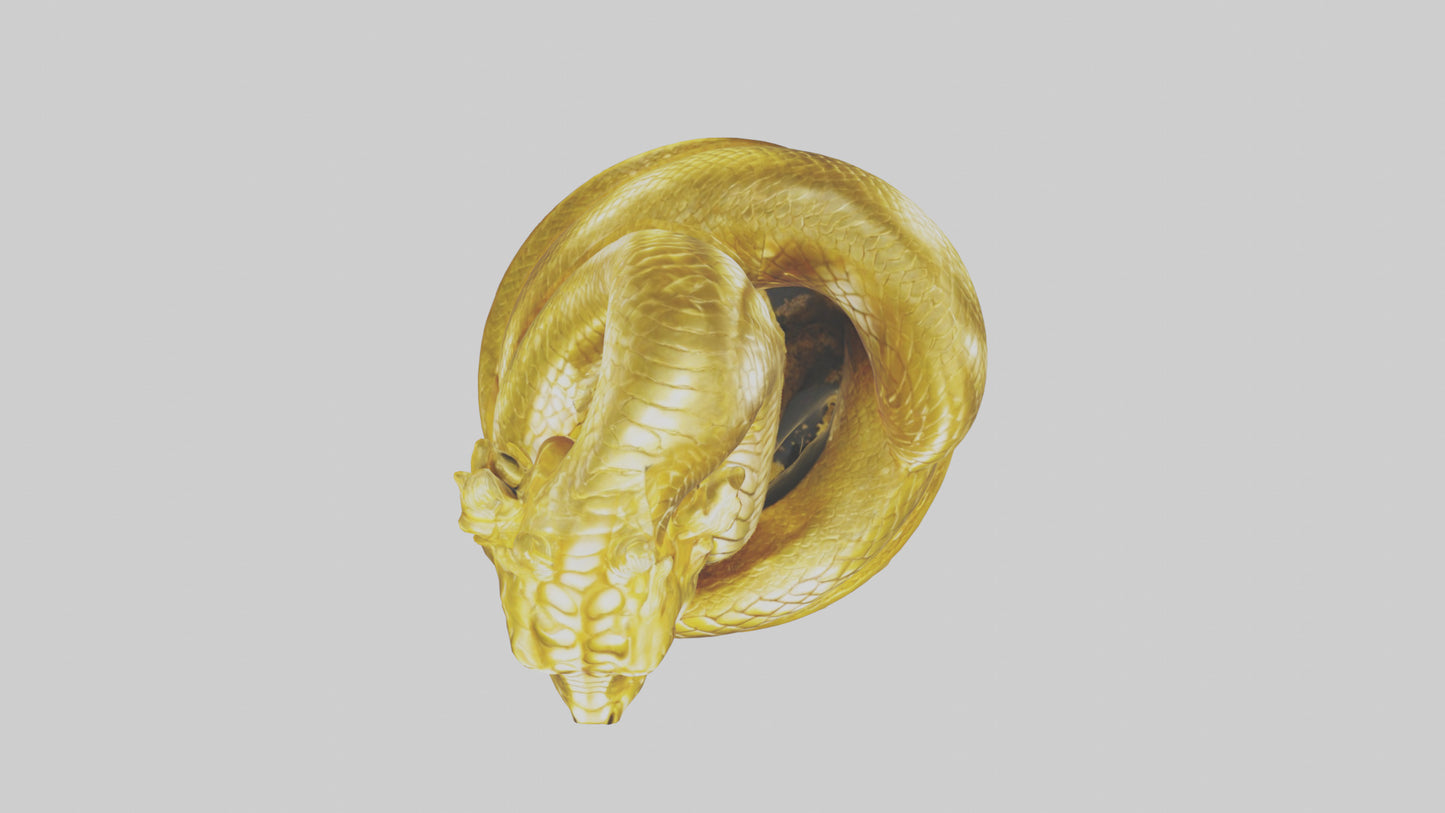 3D model Golden Serpent statue model VR / AR / low-poly