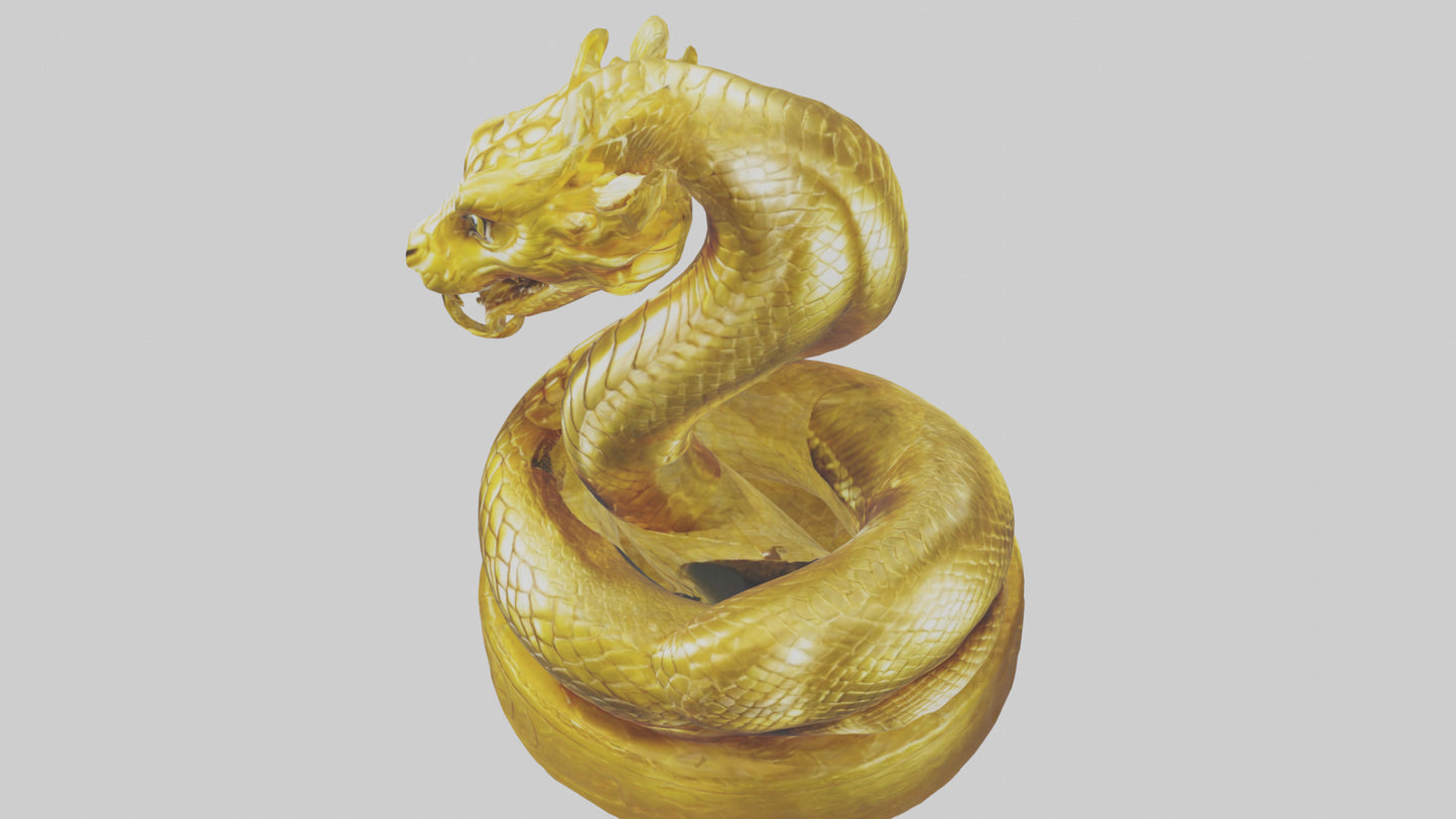 3D model Golden Serpent statue model VR / AR / low-poly