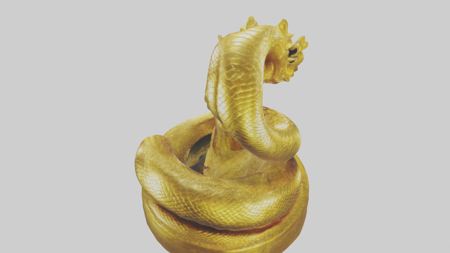 3D model Golden Serpent statue model VR / AR / low-poly
