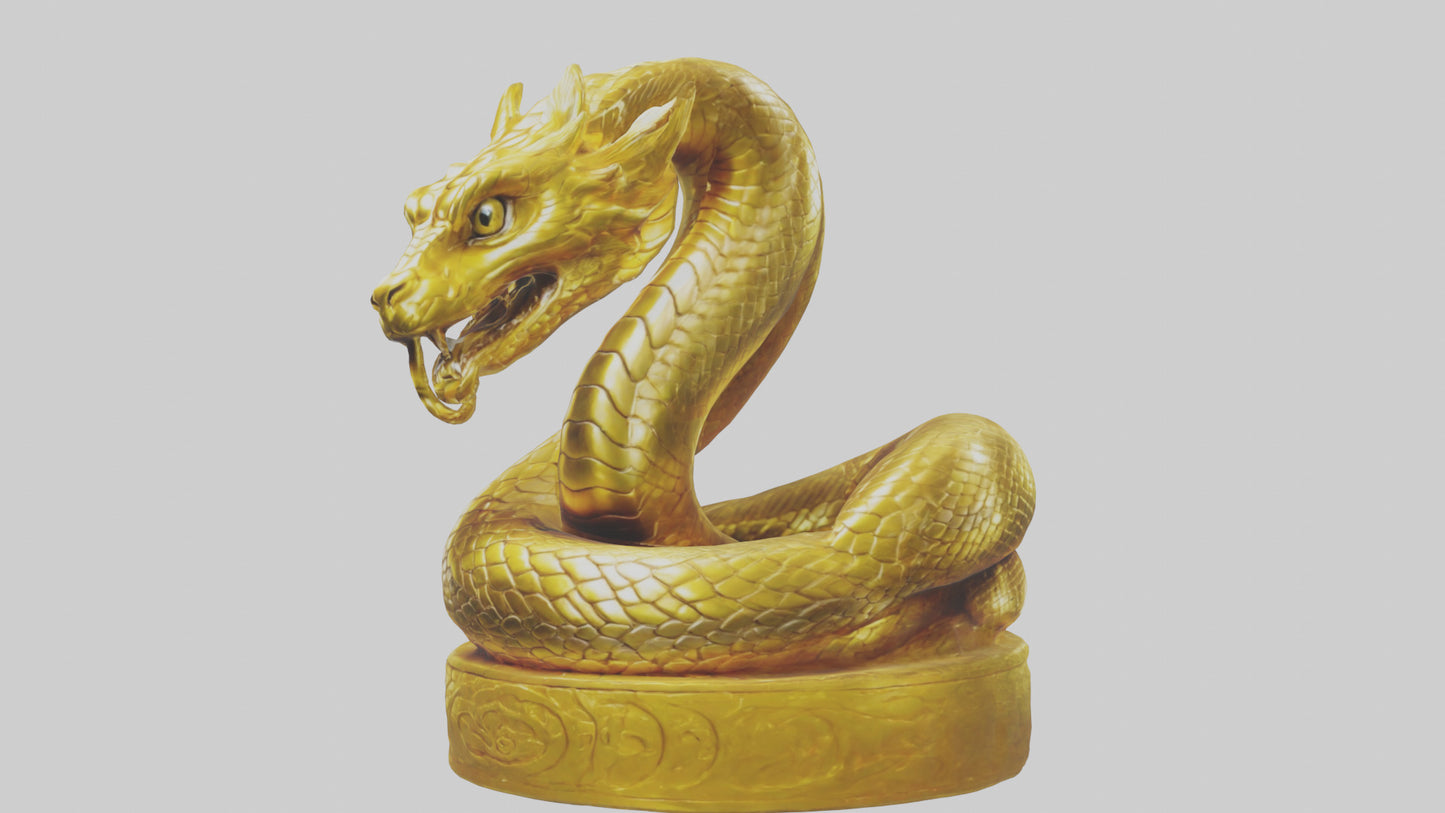 3D model Golden Serpent statue model VR / AR / low-poly