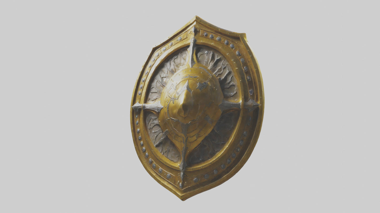 3D model Golden Shield model VR / AR / low-poly