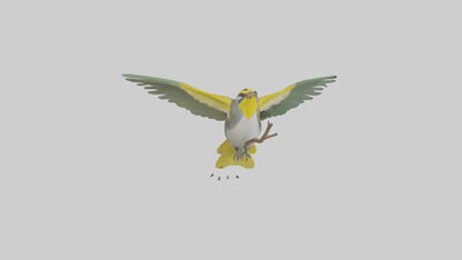 3D model Goldenwinged Warbler singing model VR / AR / low-poly
