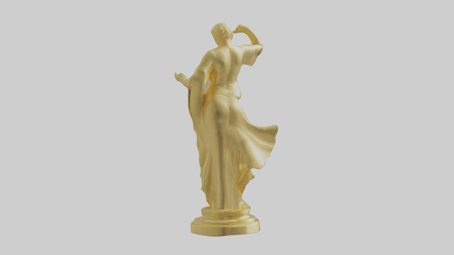 Goldplated statue model VR / AR / low-poly