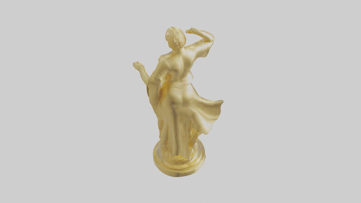 Goldplated statue model VR / AR / low-poly