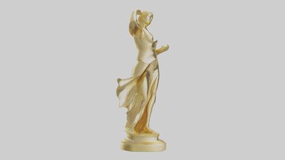 Goldplated statue model VR / AR / low-poly