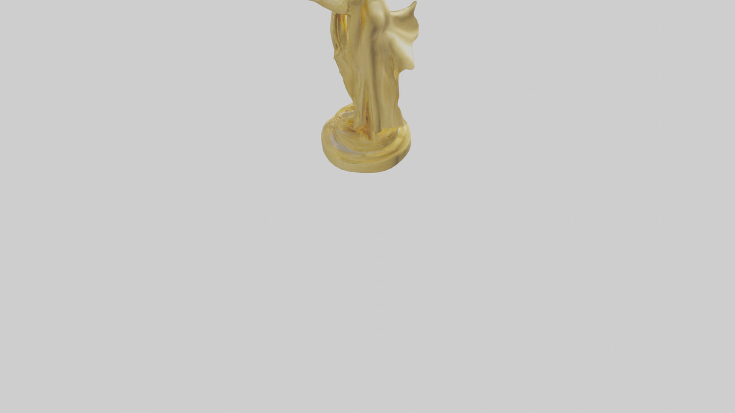 Goldplated statue model VR / AR / low-poly