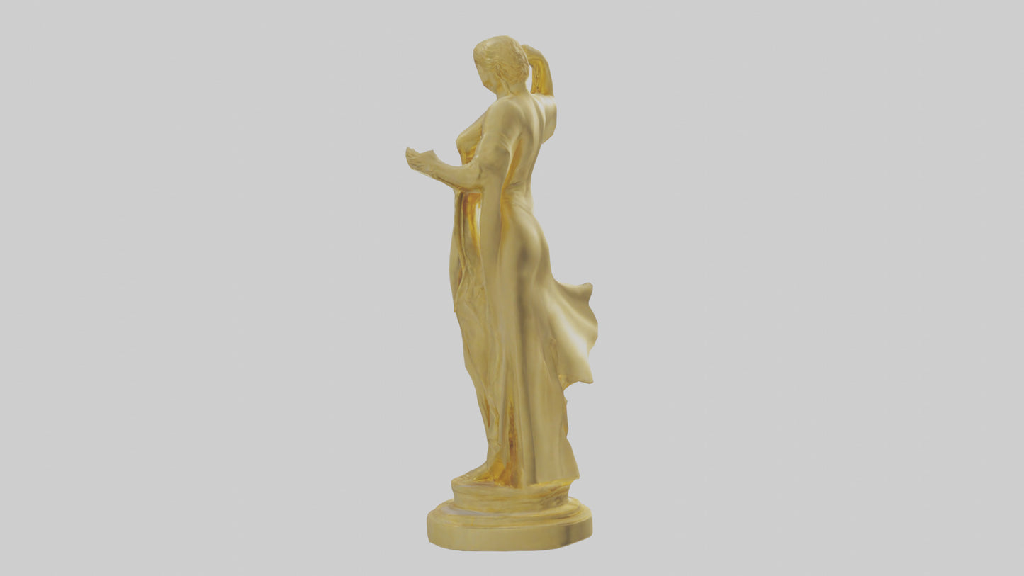 Goldplated statue model VR / AR / low-poly