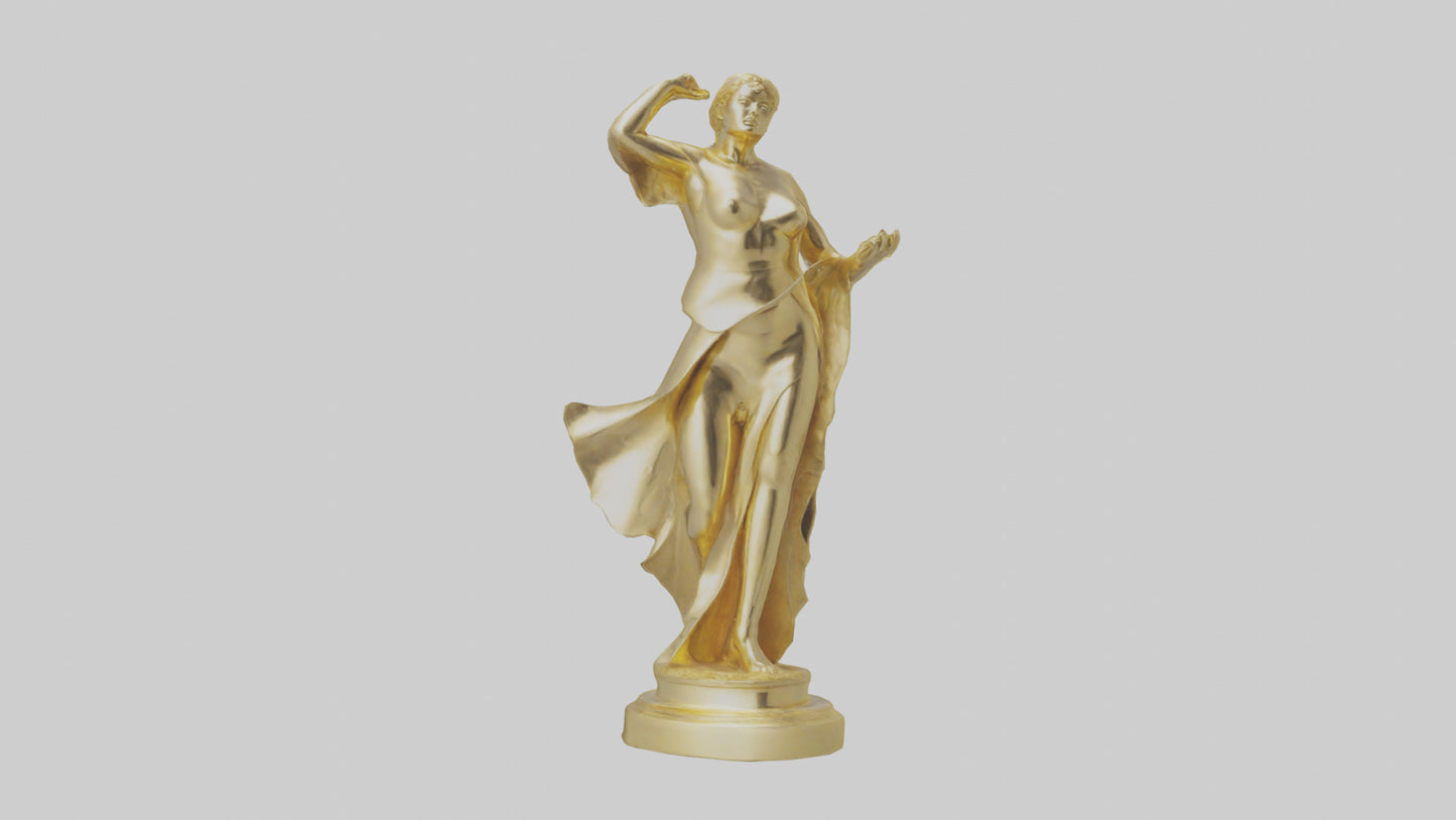 Goldplated statue model VR / AR / low-poly