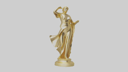 Goldplated statue model VR / AR / low-poly