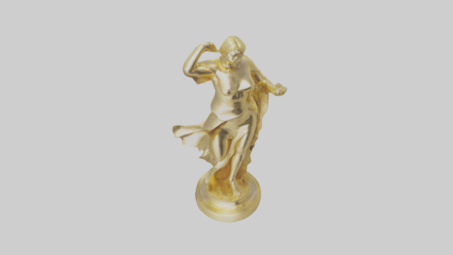 Goldplated statue model VR / AR / low-poly