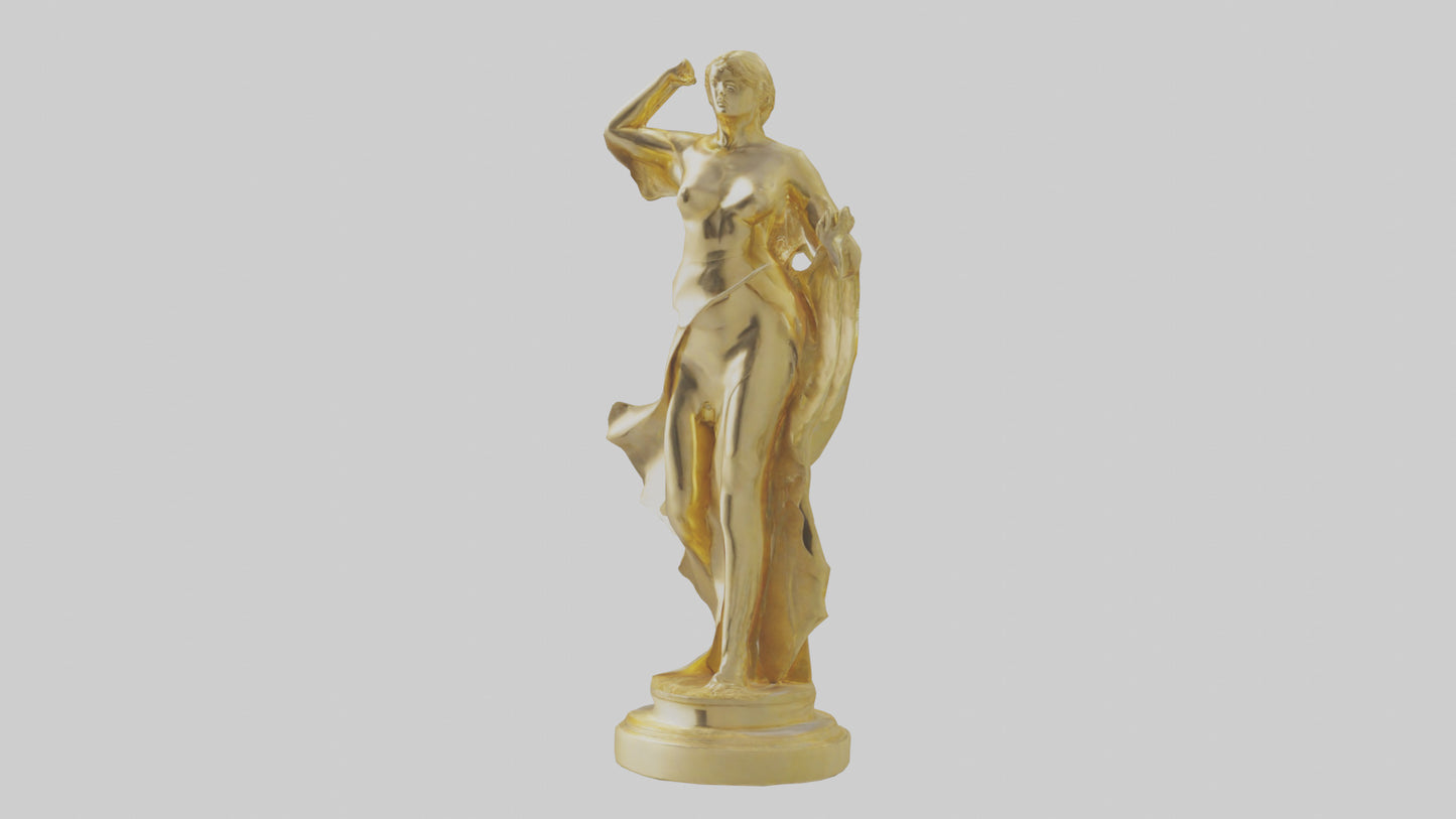 Goldplated statue model VR / AR / low-poly
