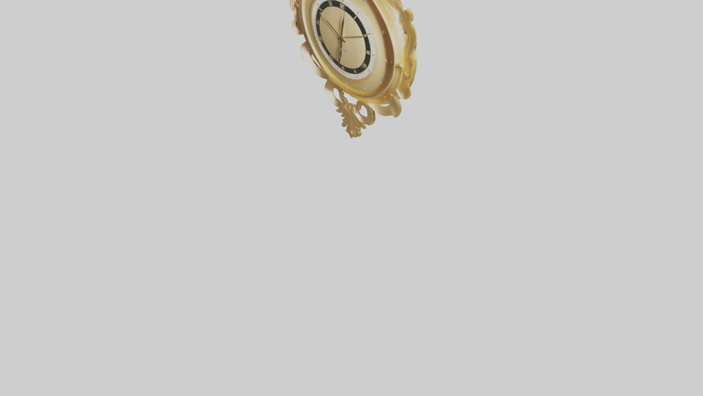 3D model GoldPlated Wall Clock model VR / AR / low-poly