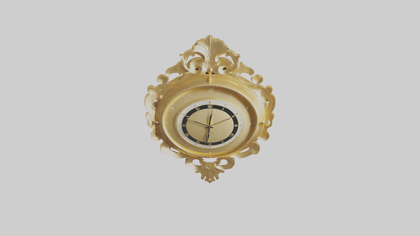 3D model GoldPlated Wall Clock model VR / AR / low-poly