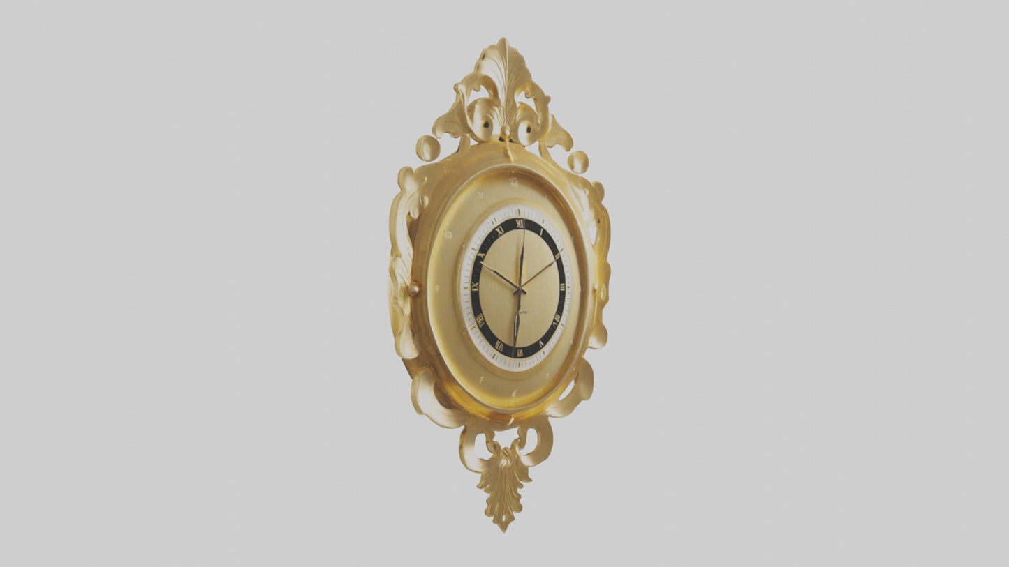 3D model GoldPlated Wall Clock model VR / AR / low-poly