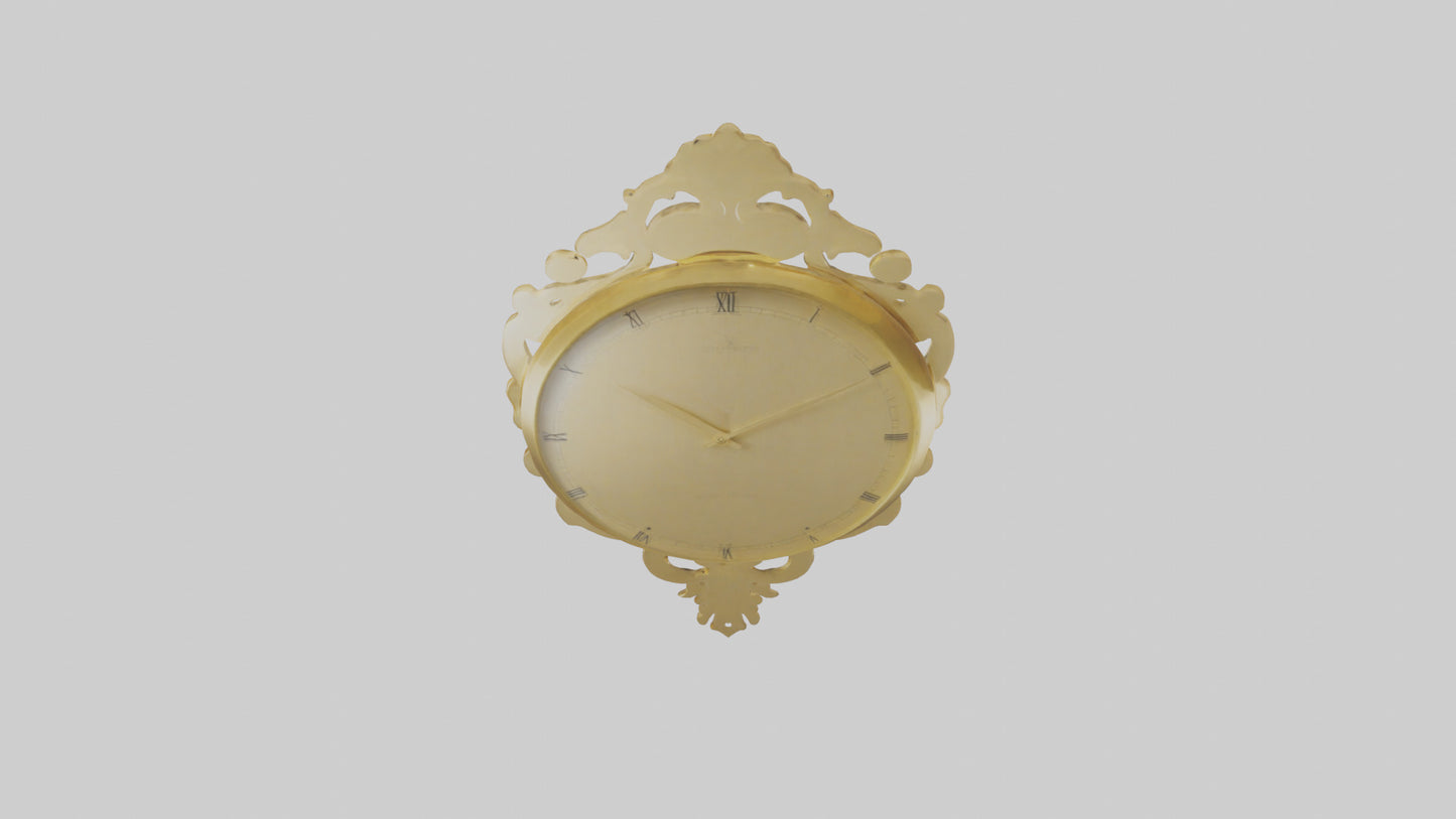 3D model GoldPlated Wall Clock model VR / AR / low-poly