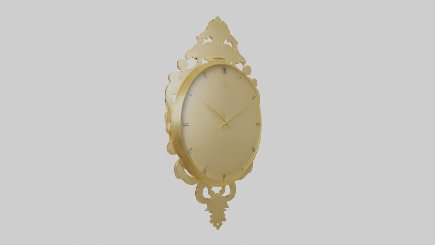3D model GoldPlated Wall Clock model VR / AR / low-poly