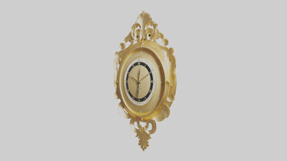 3D model GoldPlated Wall Clock model VR / AR / low-poly