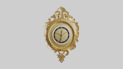 3D model GoldPlated Wall Clock model VR / AR / low-poly