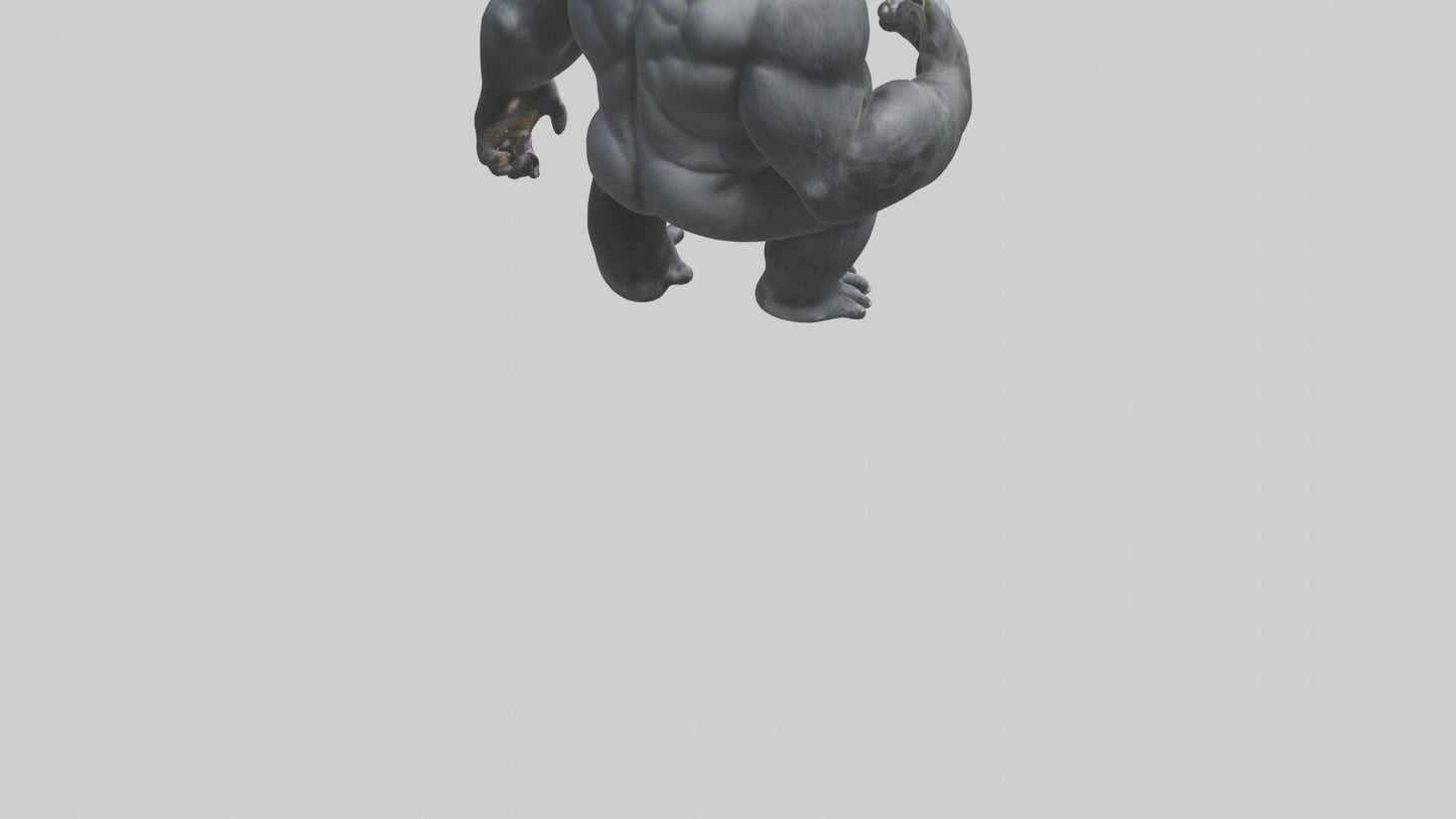 3D model Gorilla beating chest model VR / AR / low-poly