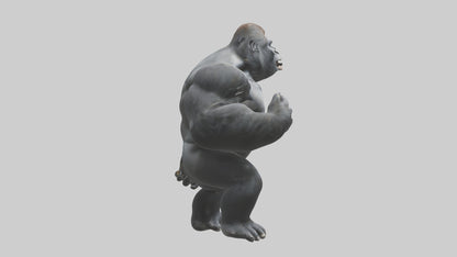 3D model Gorilla beating chest model VR / AR / low-poly