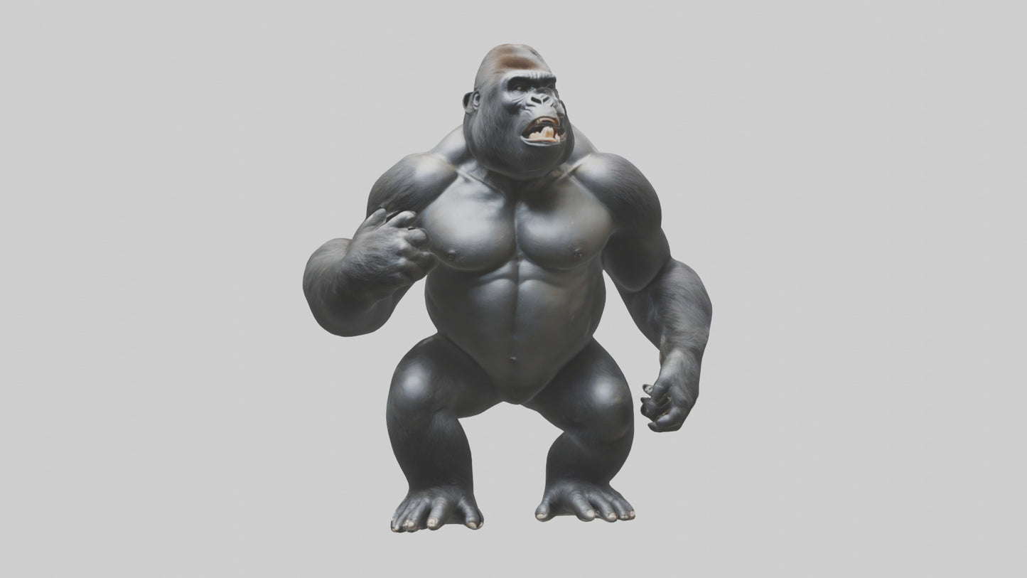3D model Gorilla beating chest model VR / AR / low-poly