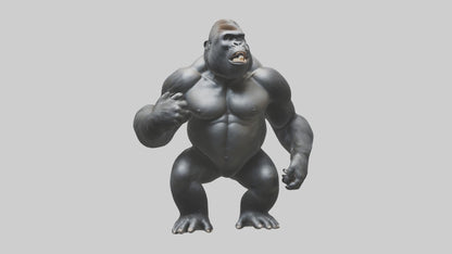 3D model Gorilla beating chest model VR / AR / low-poly