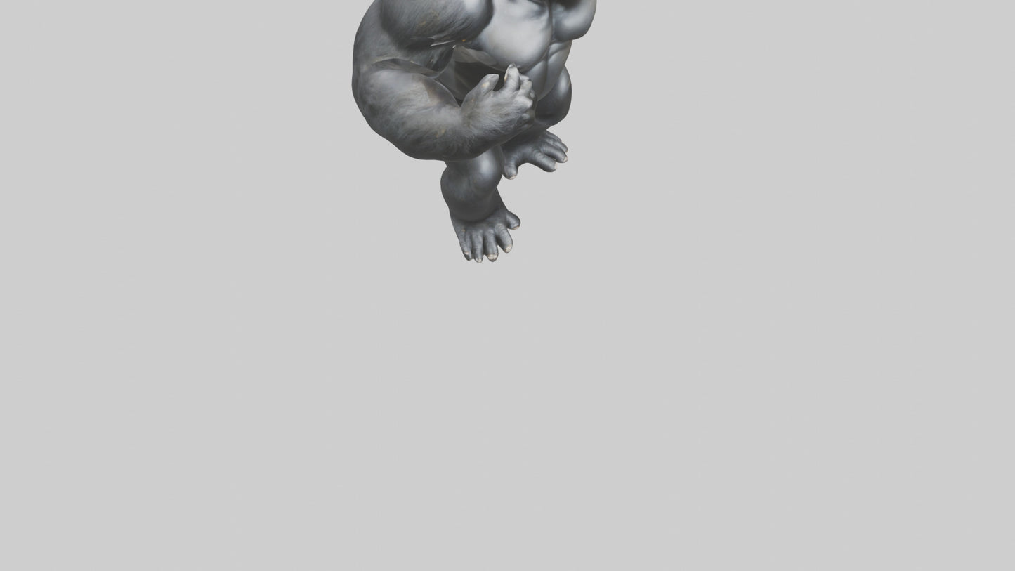 3D model Gorilla beating chest model VR / AR / low-poly