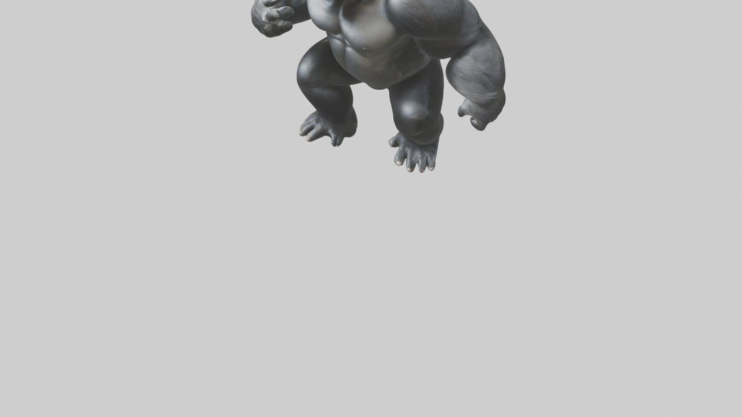 3D model Gorilla beating chest model VR / AR / low-poly