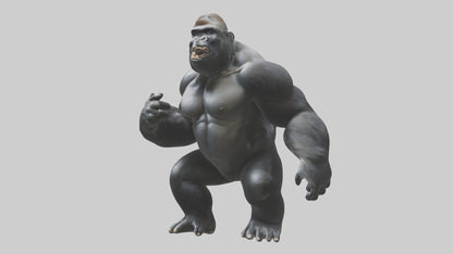 3D model Gorilla beating chest model VR / AR / low-poly