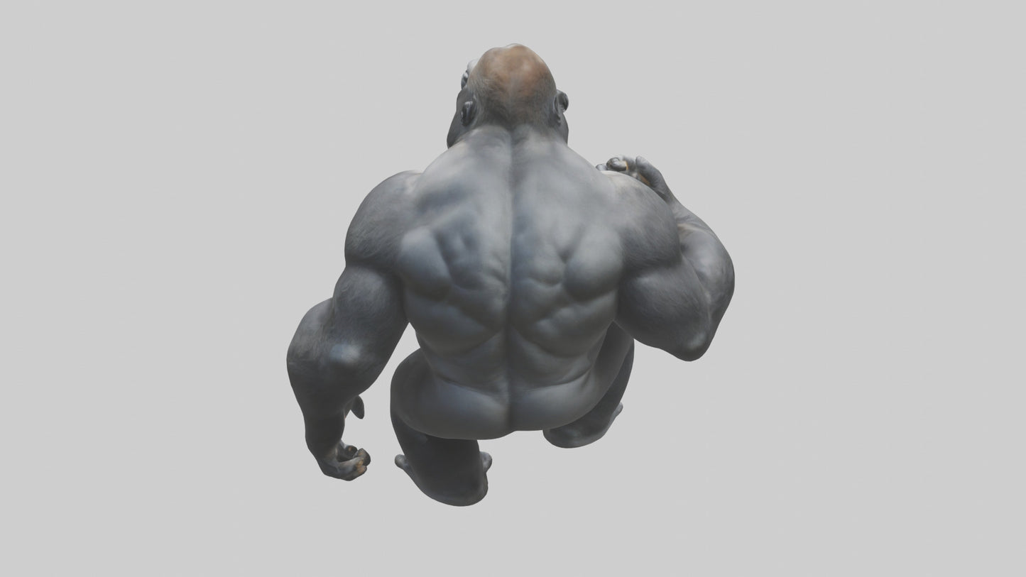 3D model Gorilla beating chest model VR / AR / low-poly