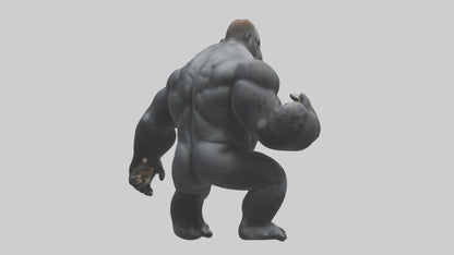 3D model Gorilla beating chest model VR / AR / low-poly