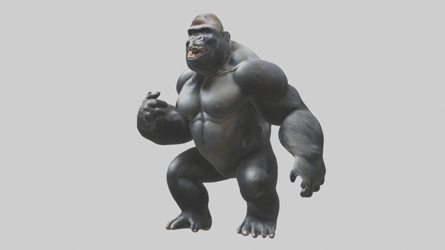 3D model Gorilla beating chest model VR / AR / low-poly