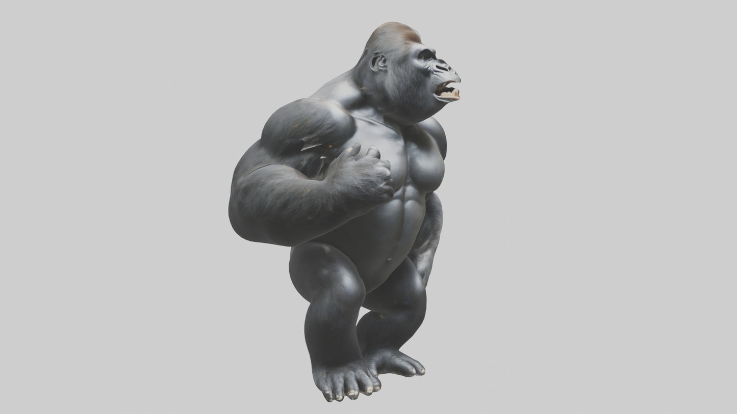 3D model Gorilla beating chest model VR / AR / low-poly